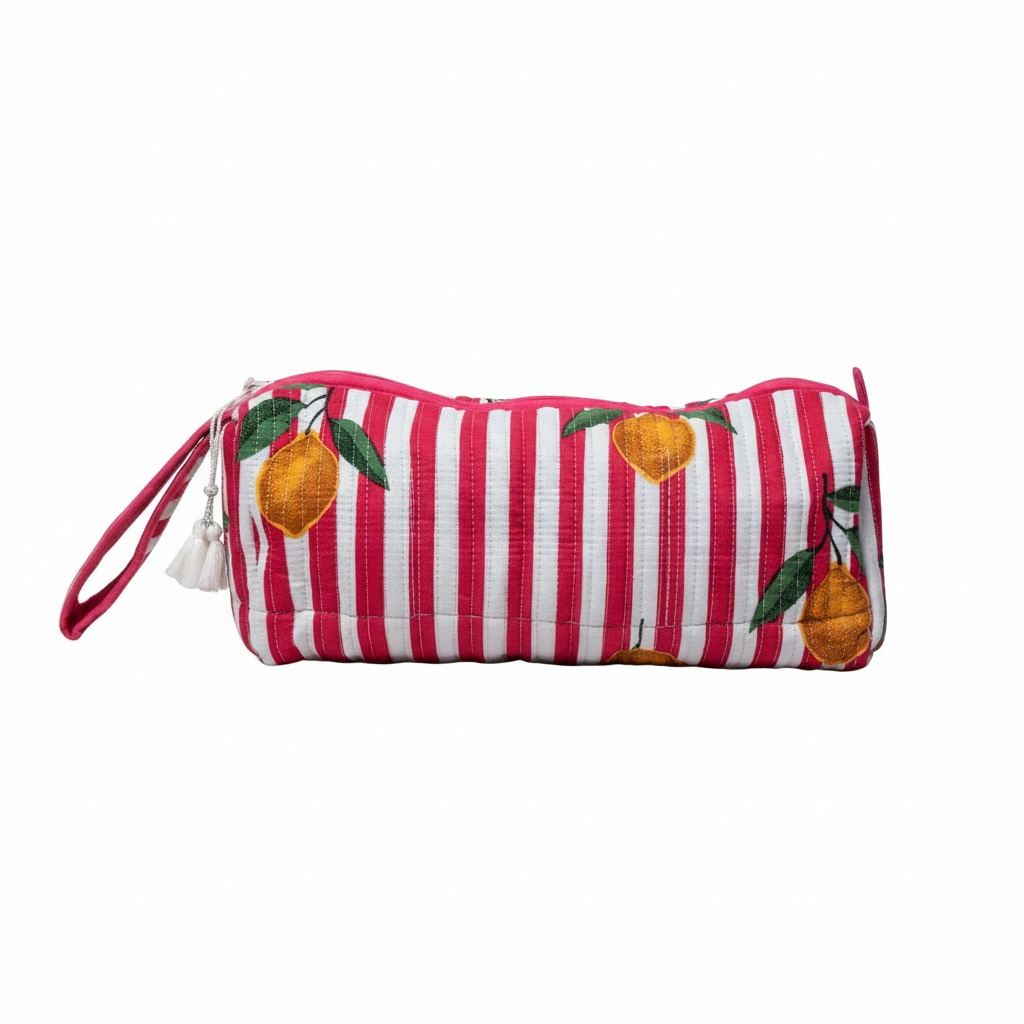 Extra Large Handmade Cotton Makeup Bag with Inner Compartment