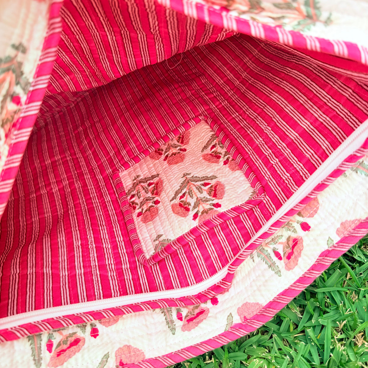 Blush Bloom Handmade Quilted Tote 18*18 Inches
