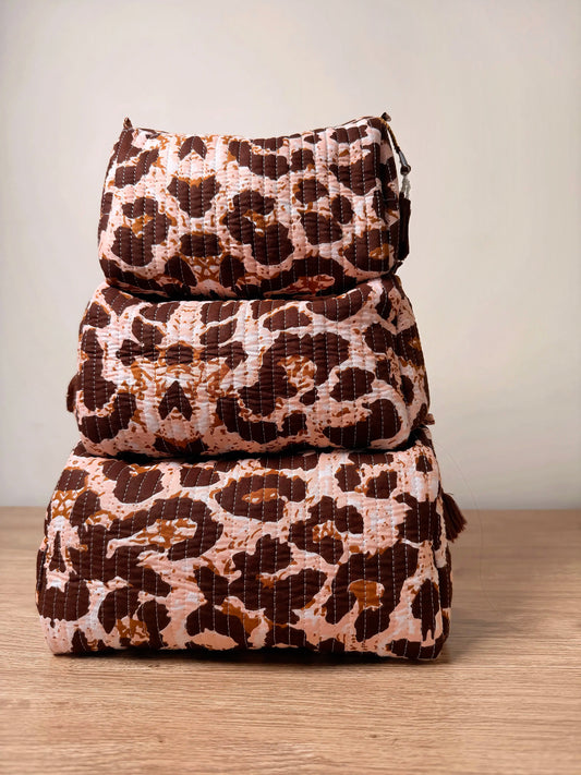 Set of 3 Handmade Cotton Makeup Bags