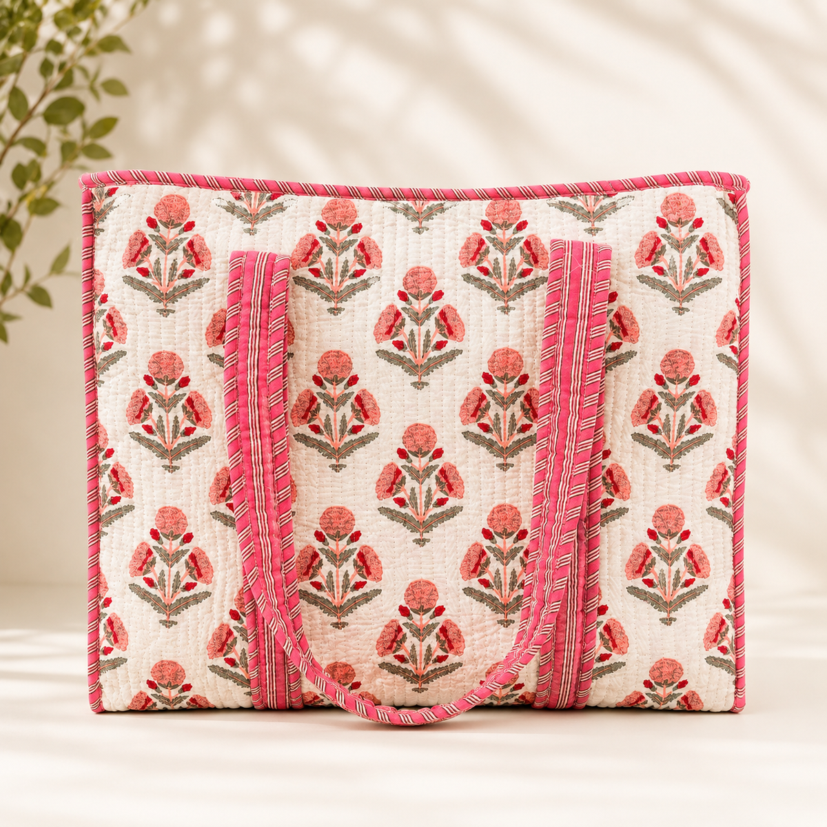Blush Bloom Handmade Quilted Tote 18*18 Inches