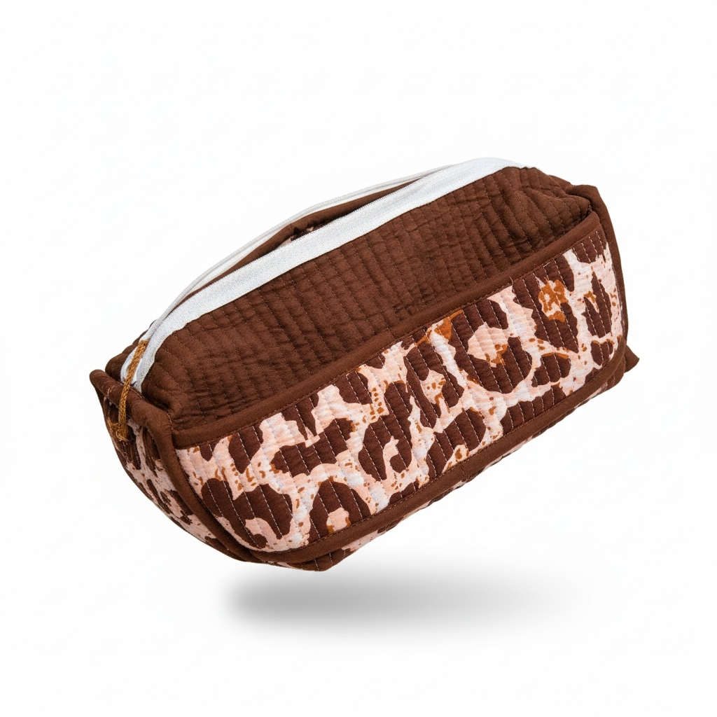 Extra Large Handmade Cotton Makeup Bag with Inner Compartment