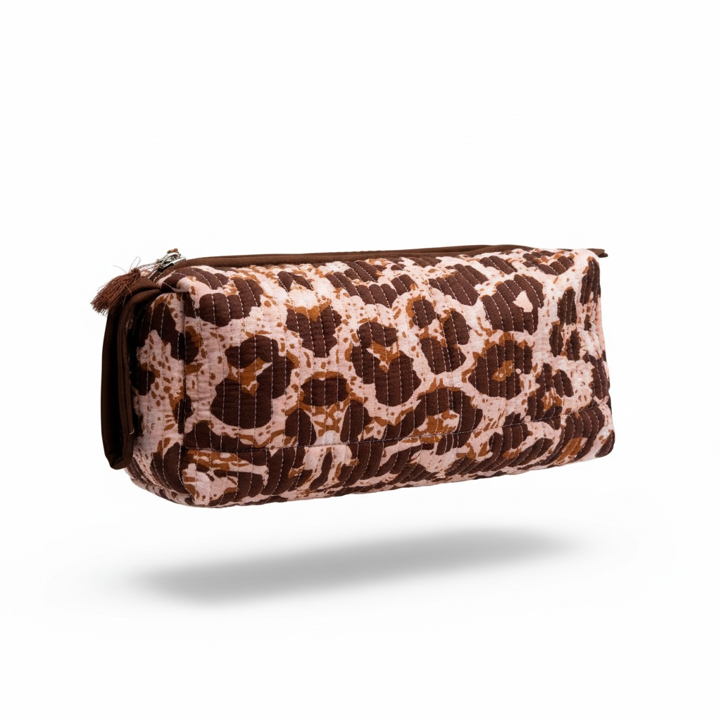 Extra Large Handmade Cotton Makeup Bag with Inner Compartment