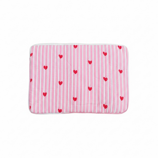 Sweetheart Quilted Laptop Sleeve | Pink Heart Cotton Laptop Case | Handmade Laptop Cover 15 Inch