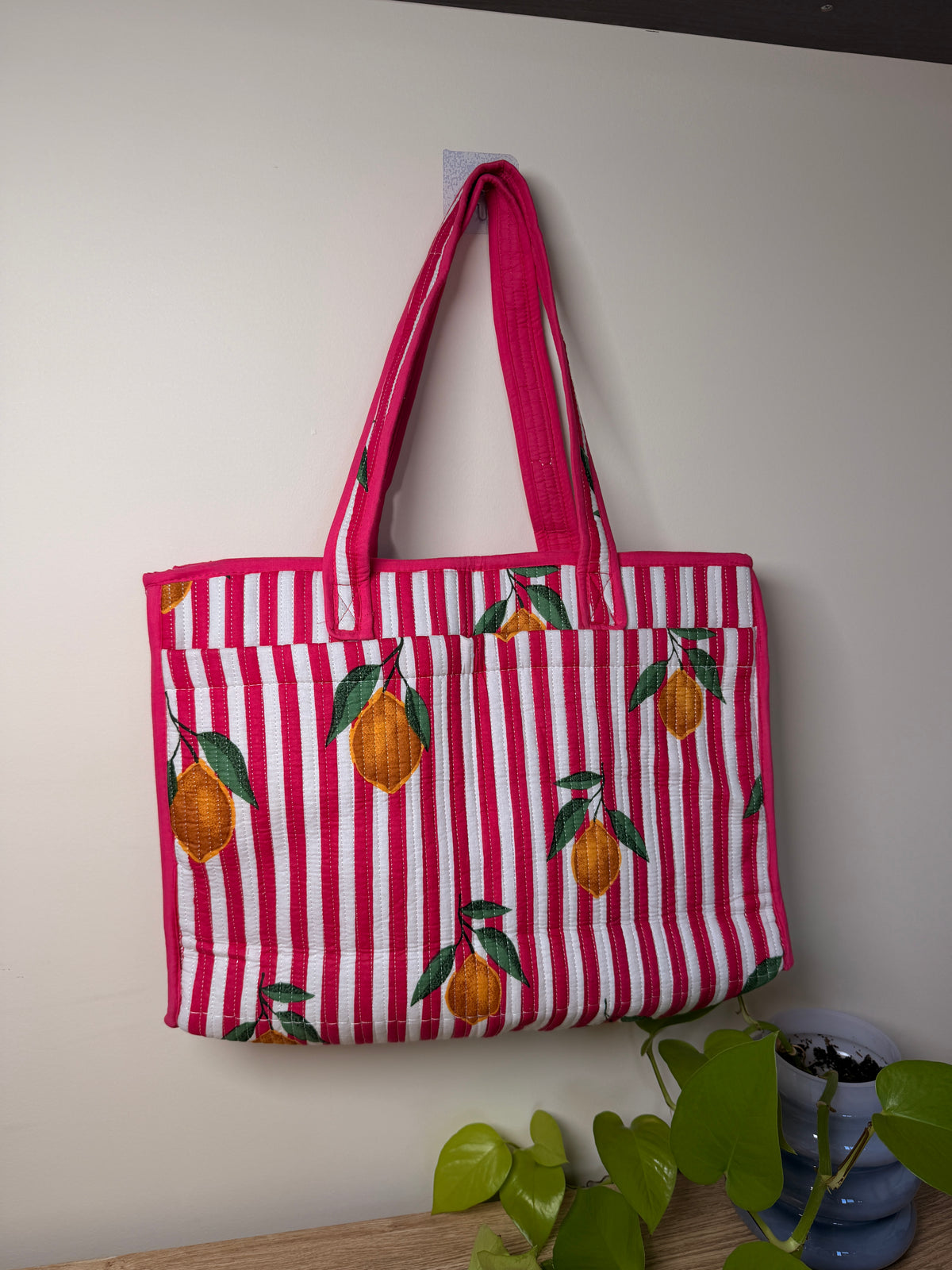 Hot Pink Lemons - Beach Tote bags - 15*18 inches