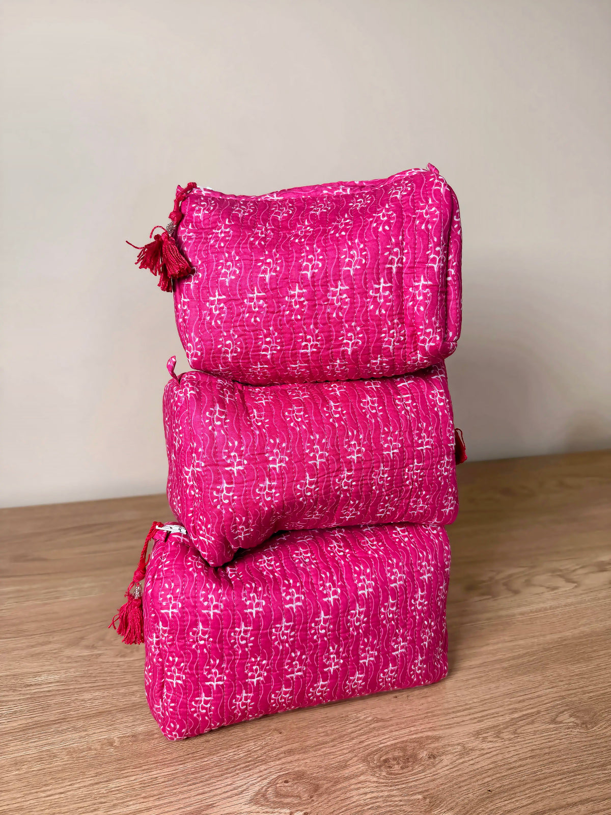 Set of 3 Handmade Cotton Makeup Bags