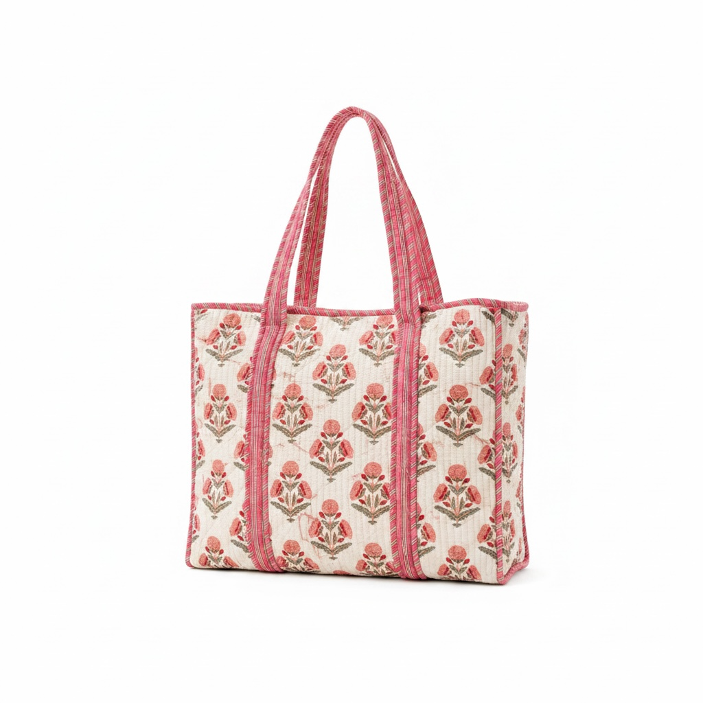 Blush Bloom Handmade Quilted Tote 18*18 Inches