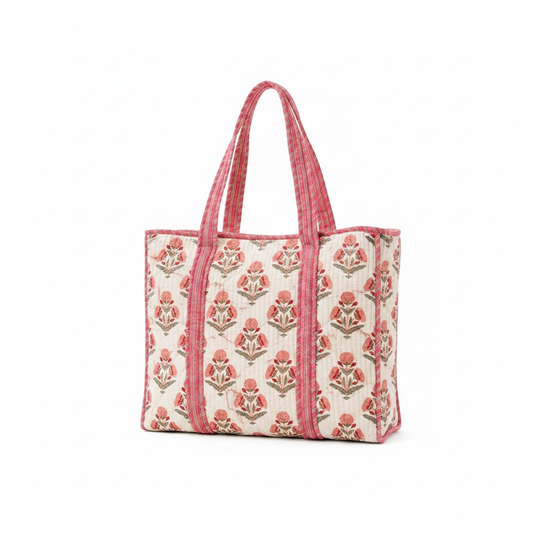 Blush Bloom Handmade Quilted Tote 18*18 Inches