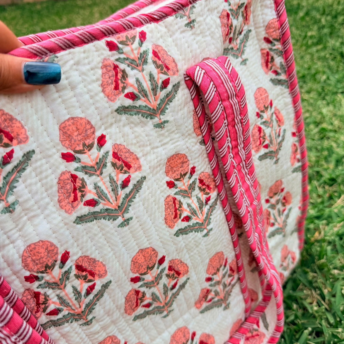 Blush Bloom Handmade Quilted Tote 18*18 Inches