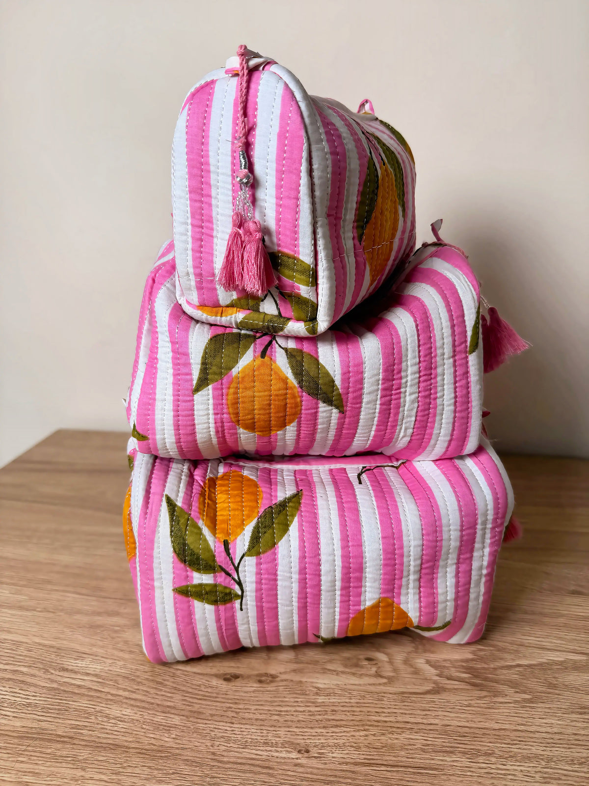 Set of 3 Handmade Cotton Makeup Bags