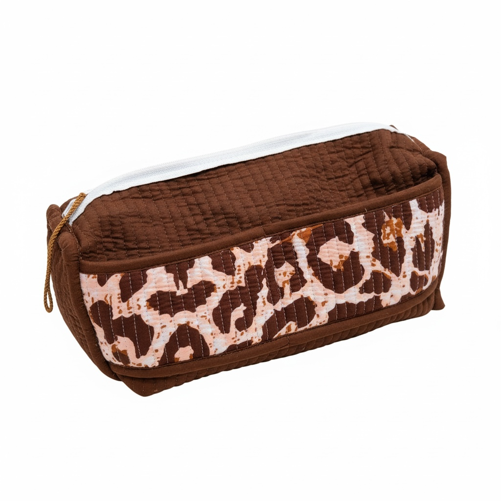 Extra Large Handmade Cotton Makeup Bag with Inner Compartment