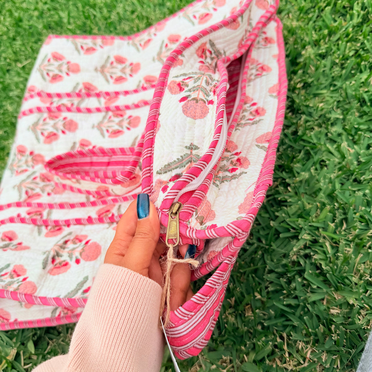 Blush Bloom Handmade Quilted Tote 18*18 Inches