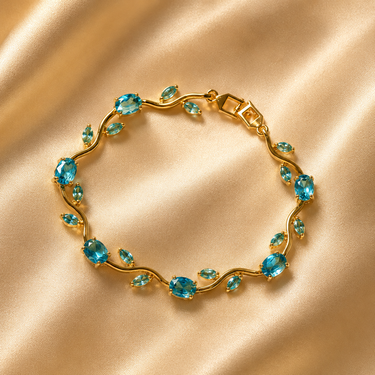 Tulip Gold Bracelet – Dainty Crystal Vine Bracelet (Waterproof & Tarnish-Free)