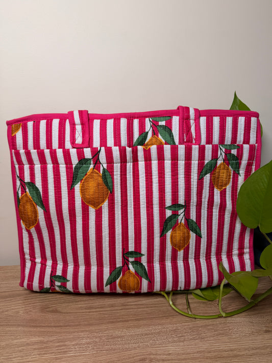 Hot Pink Lemons - Beach Tote bags - 15*18 inches
