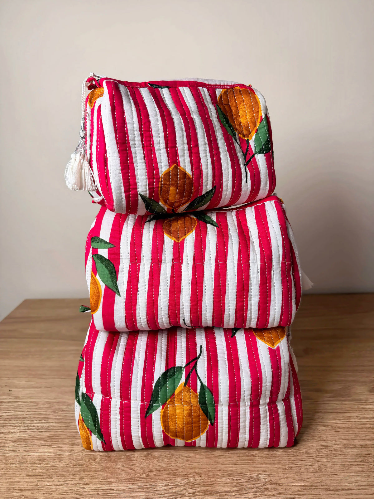 Set of 3 Handmade Cotton Makeup Bags