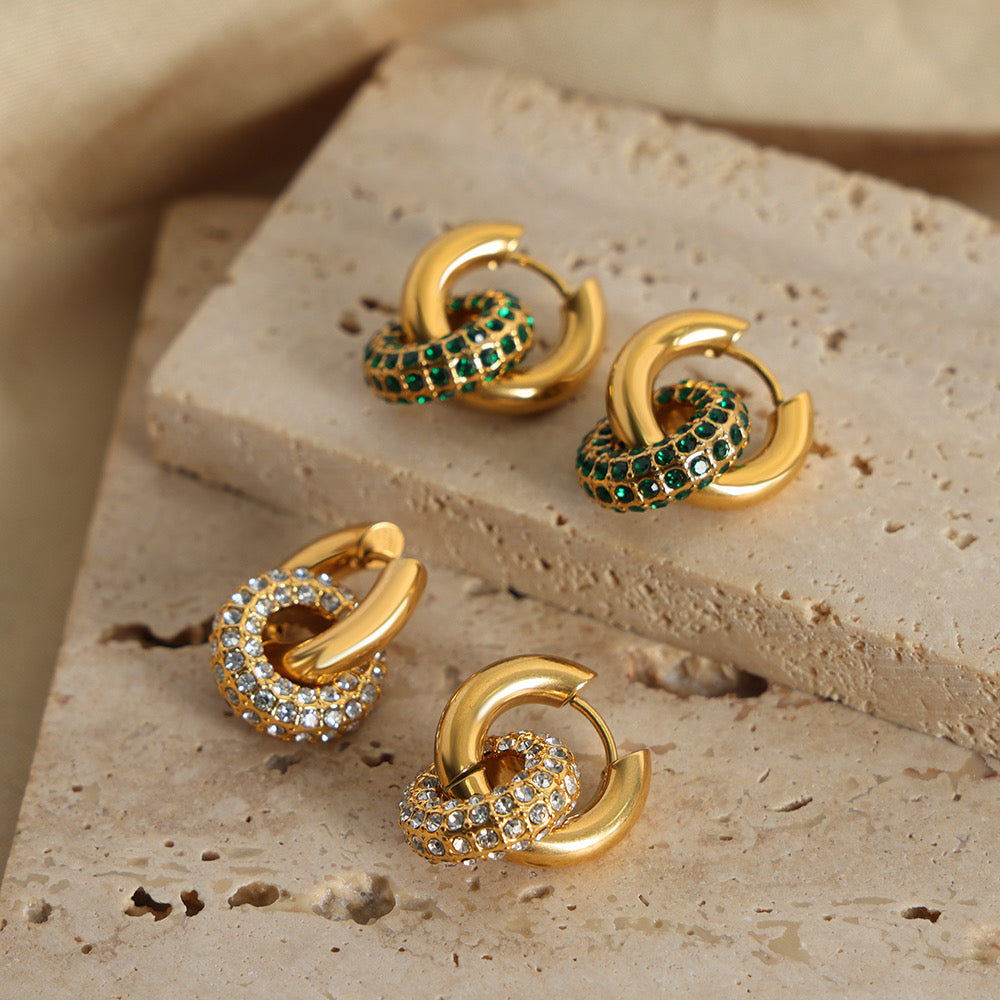 Aurora Interchangeable Crystal Huggie Earrings