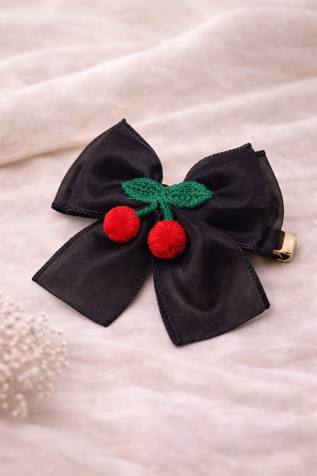 Cherry Luxe Bow Clip 🍒  | Elegant Hair Accessories Australia