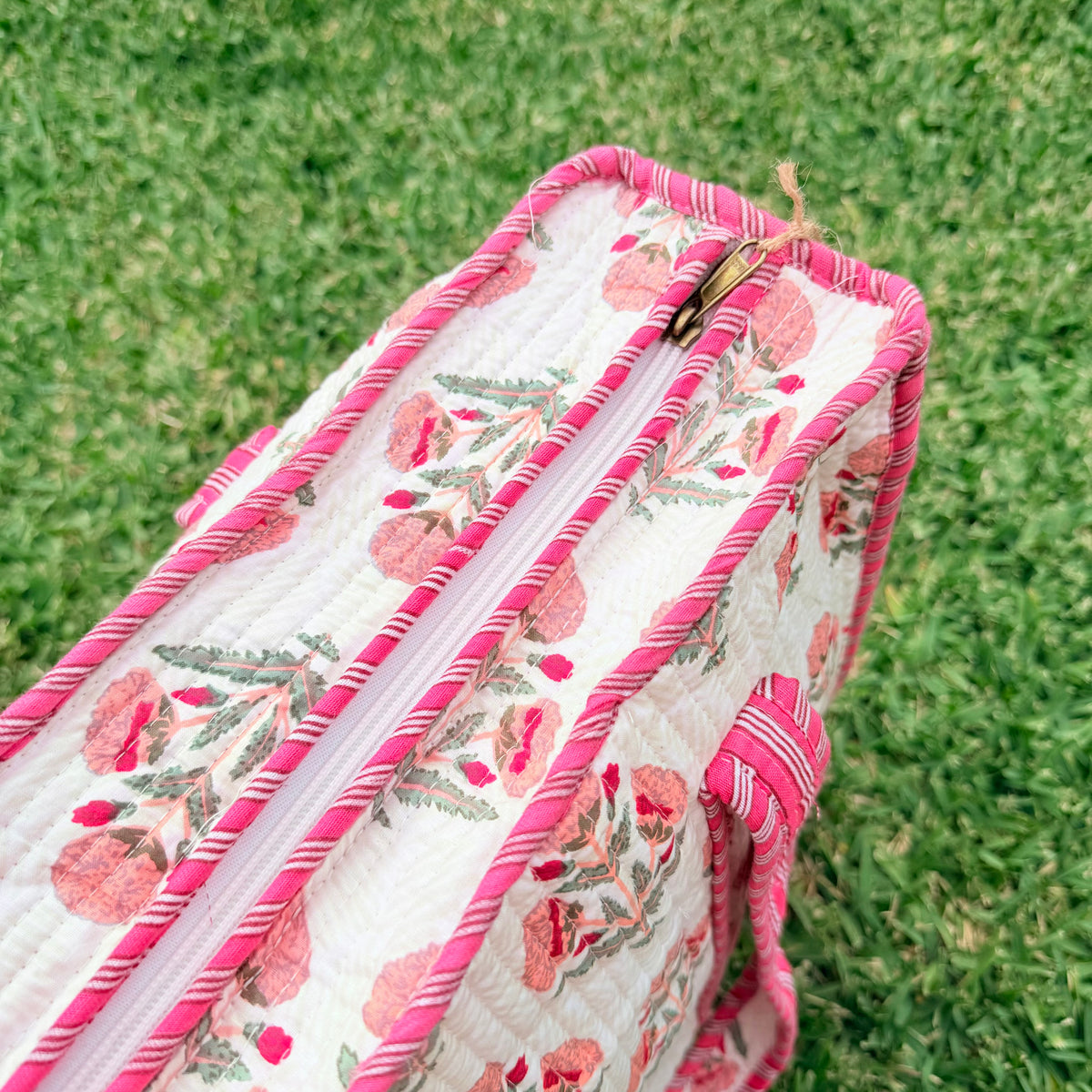 Blush Bloom Handmade Quilted Tote 18*18 Inches