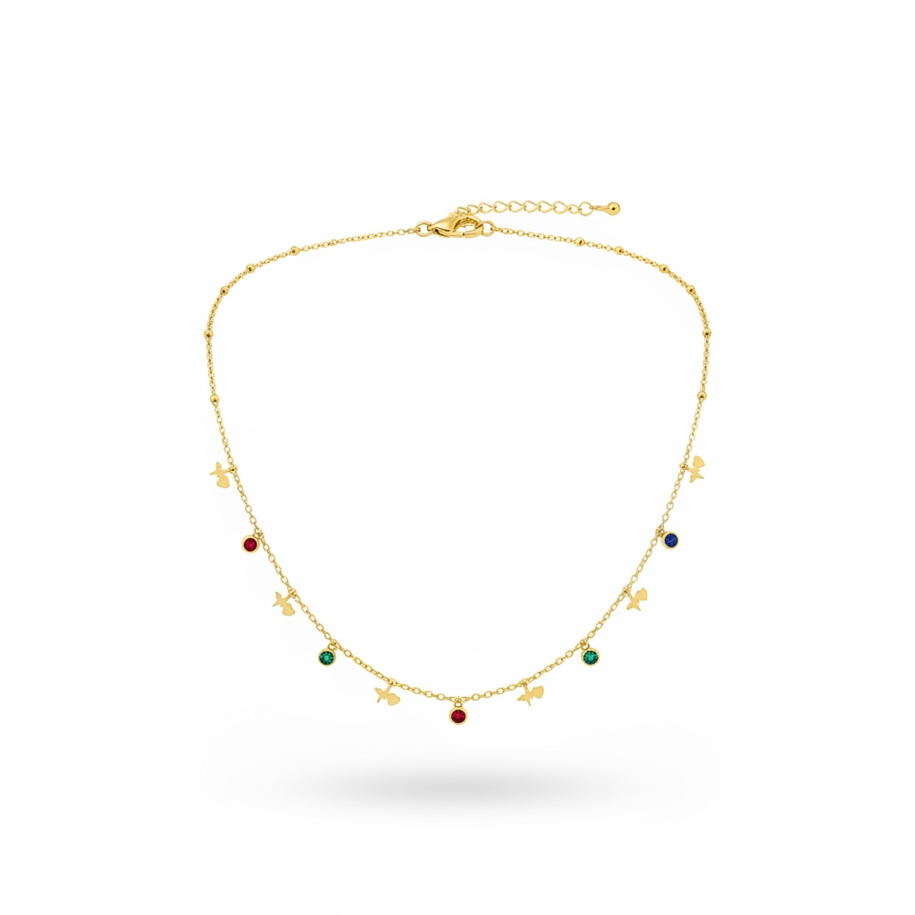 Butterfly Birthstone Charm Necklace