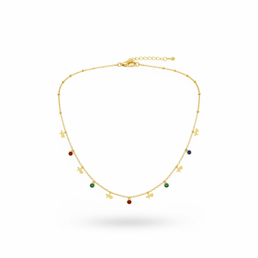 Butterfly Birthstone Charm Necklace