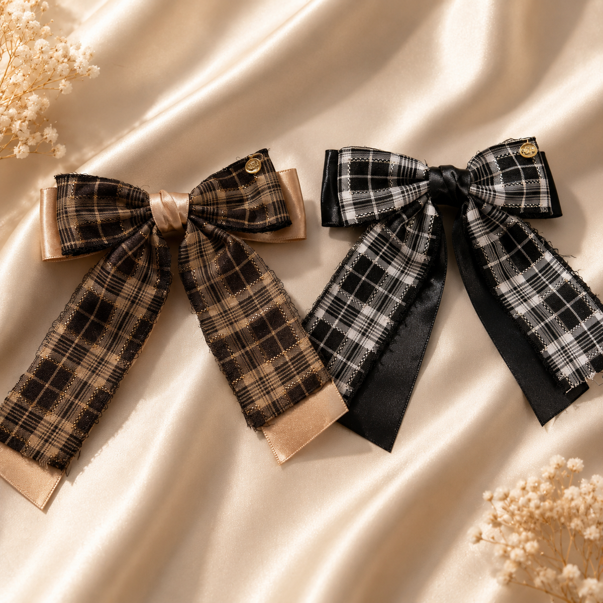 Vintage Plaid Ribbon Bow Barrette – Coquette Collection