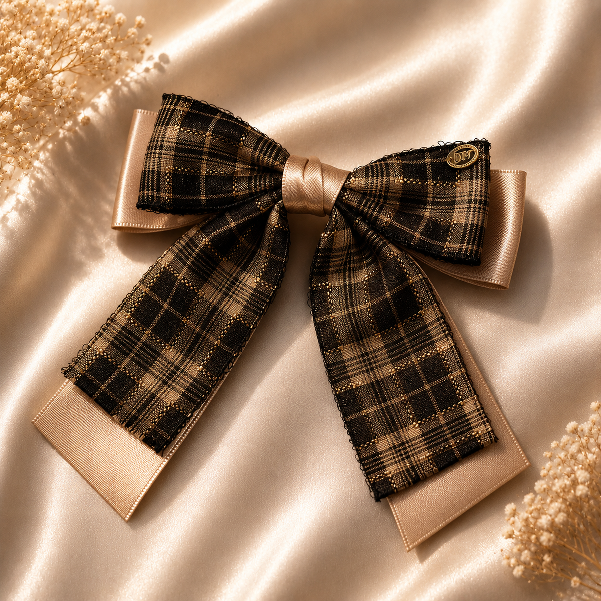 Vintage Plaid Ribbon Bow Barrette – Coquette Collection