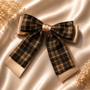 Mocha Plaid & Champagne Satin