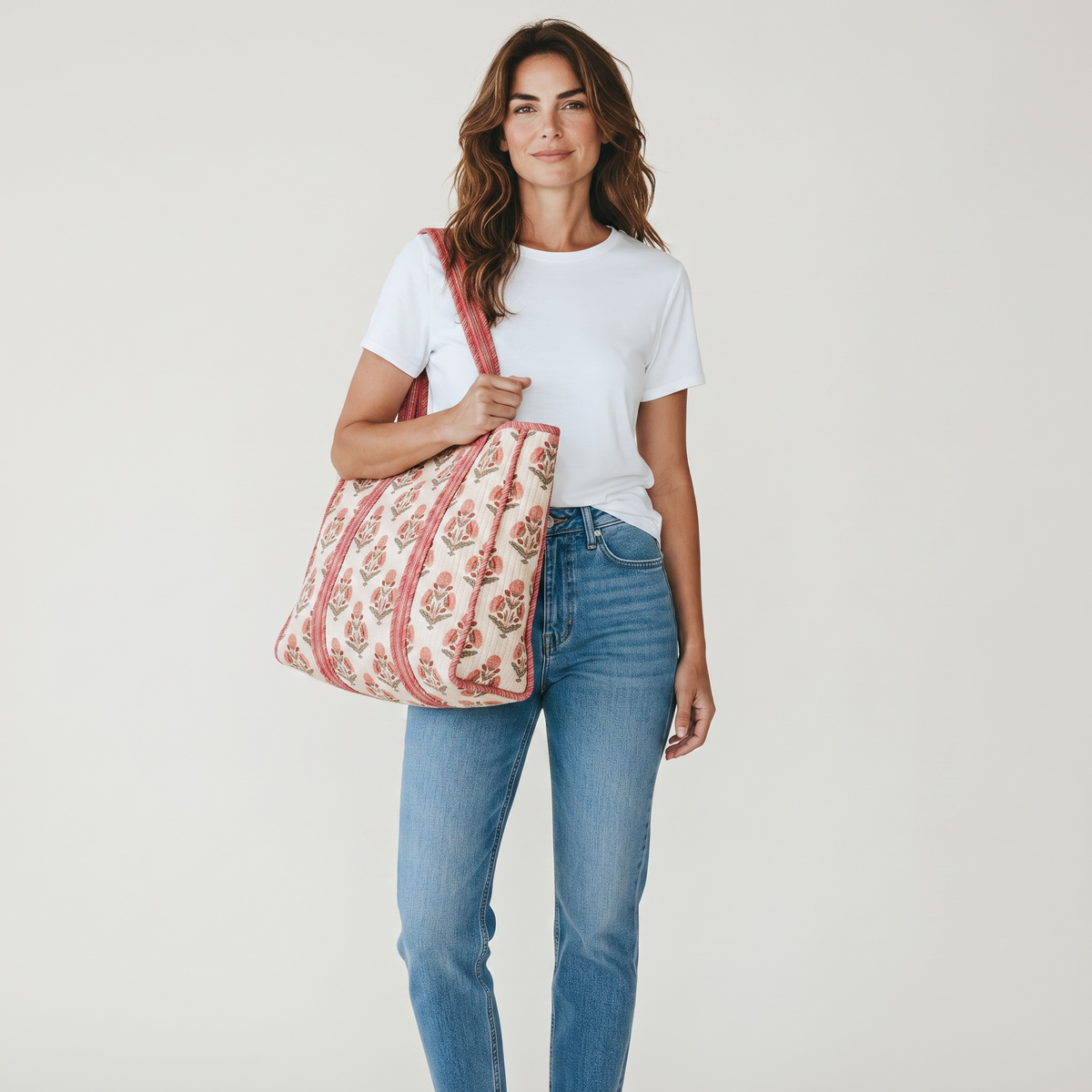 Blush Bloom Handmade Quilted Tote 18*18 Inches