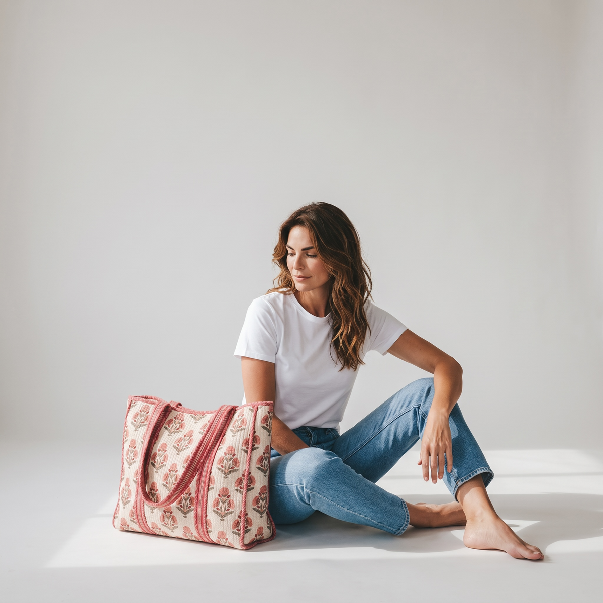 Blush Bloom Handmade Quilted Tote 18*18 Inches