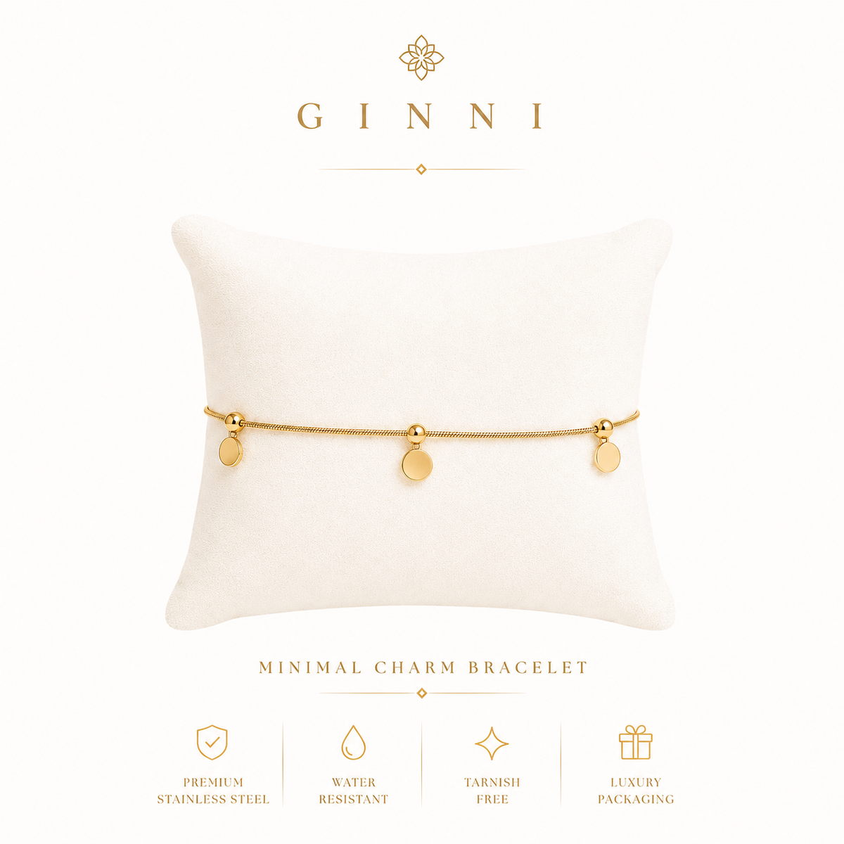Gold Charm Chain Bracelet – Waterproof & Tarnish-Free