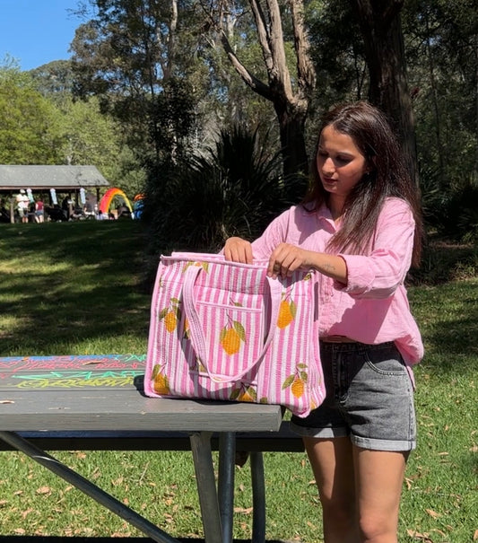Pink Lemon Compartment Tote