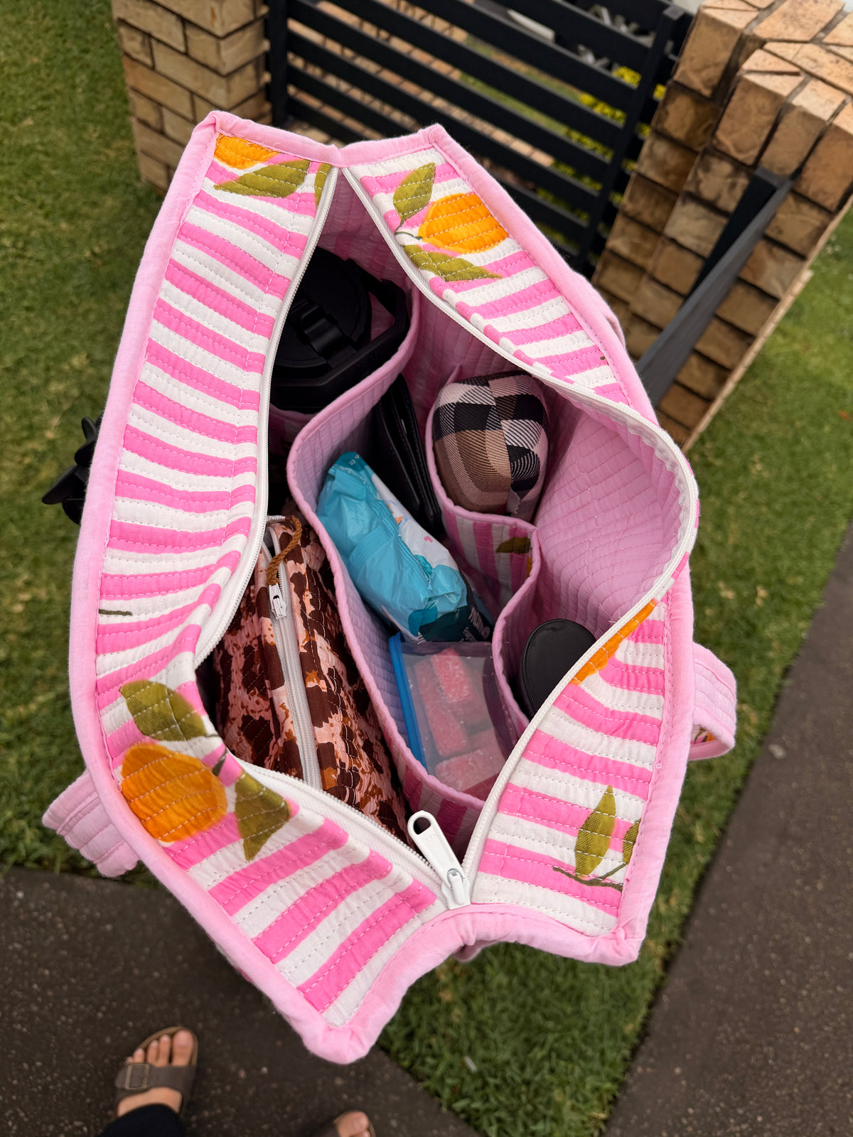 Pink Lemon Compartment Tote