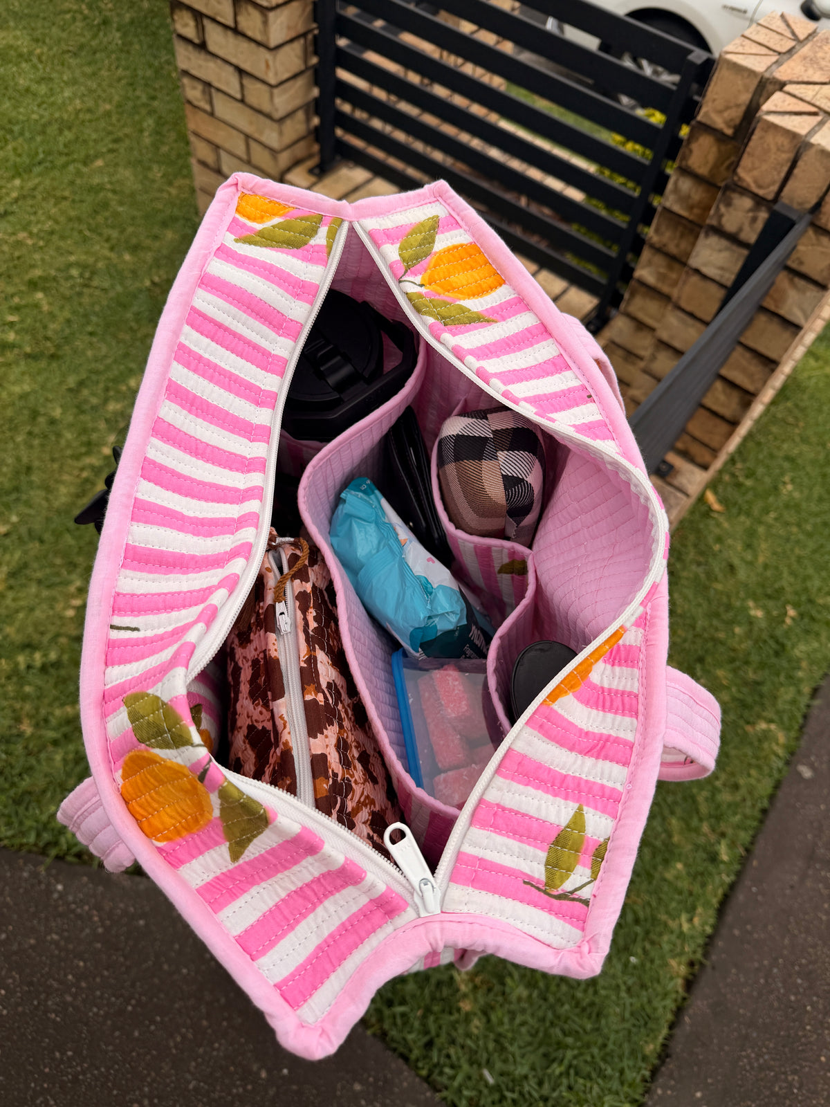 Pink Lemon Compartment Tote