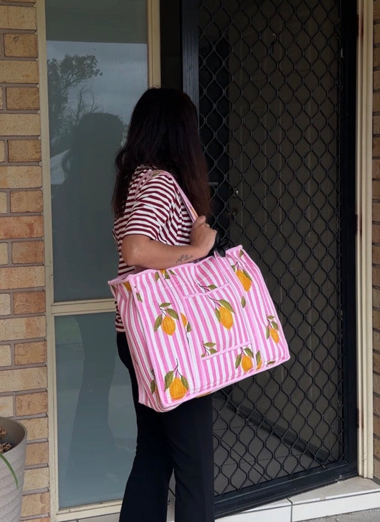 Pink Lemon Compartment Tote